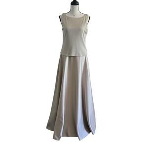 Arianna Womens Vintage Maxi Gown Dress Size 8 Champagne Metallic romantic Formal